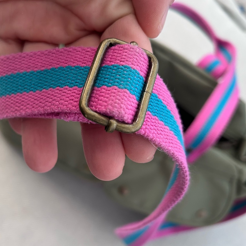 Ralph Lauren Olive Green Canvas Bag with Pink / Blue strap - Picture 9 of 9